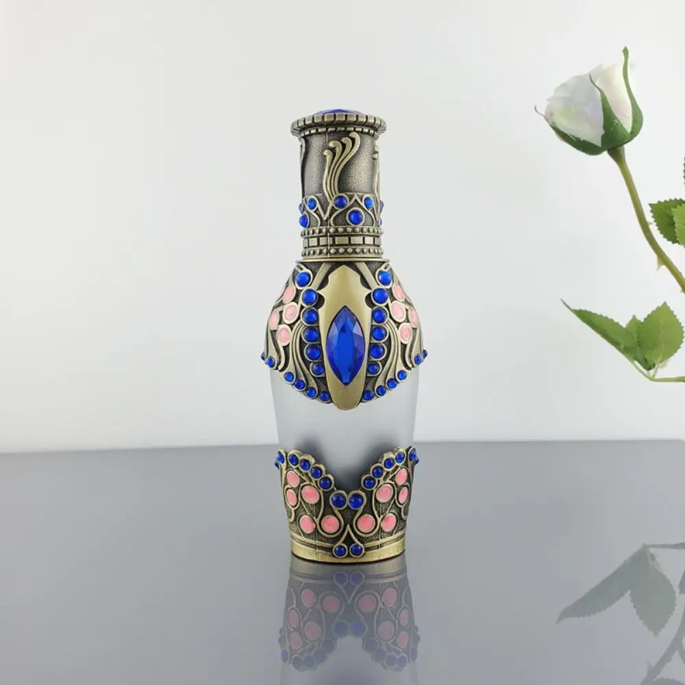 Vintage Perfume Spray Bottle Arab Style Refillable Essential Oil Dropper Glass Pressed Head Perfume Storage Container