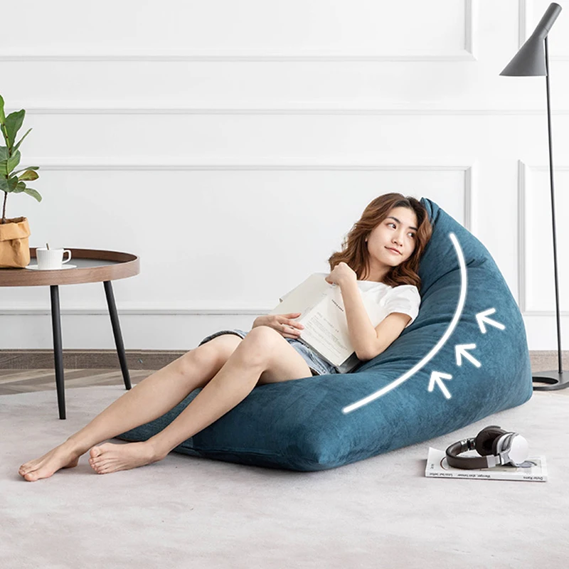 

Premium Fashion Triangle Shape Beanbag Sofa Groovy Living Room Bean Bag Chair with Cover and Stuff Refill