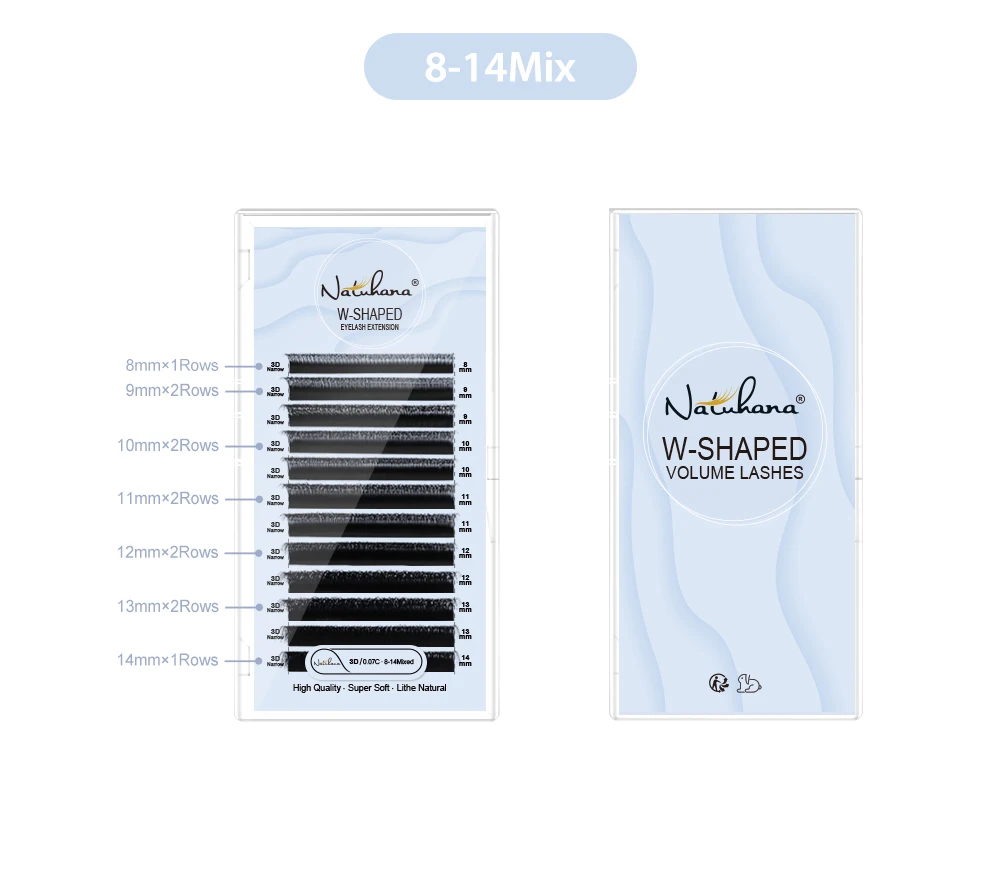 NATUHANA Schmale W-förmige 3D 4D 5D Wimpernverlängerungen aus Kunstnerz, Volumen-Wimpern mit schmaler Basis, russische DIY Cluster-Wimpern, Make-up-Tools – Detail 3
