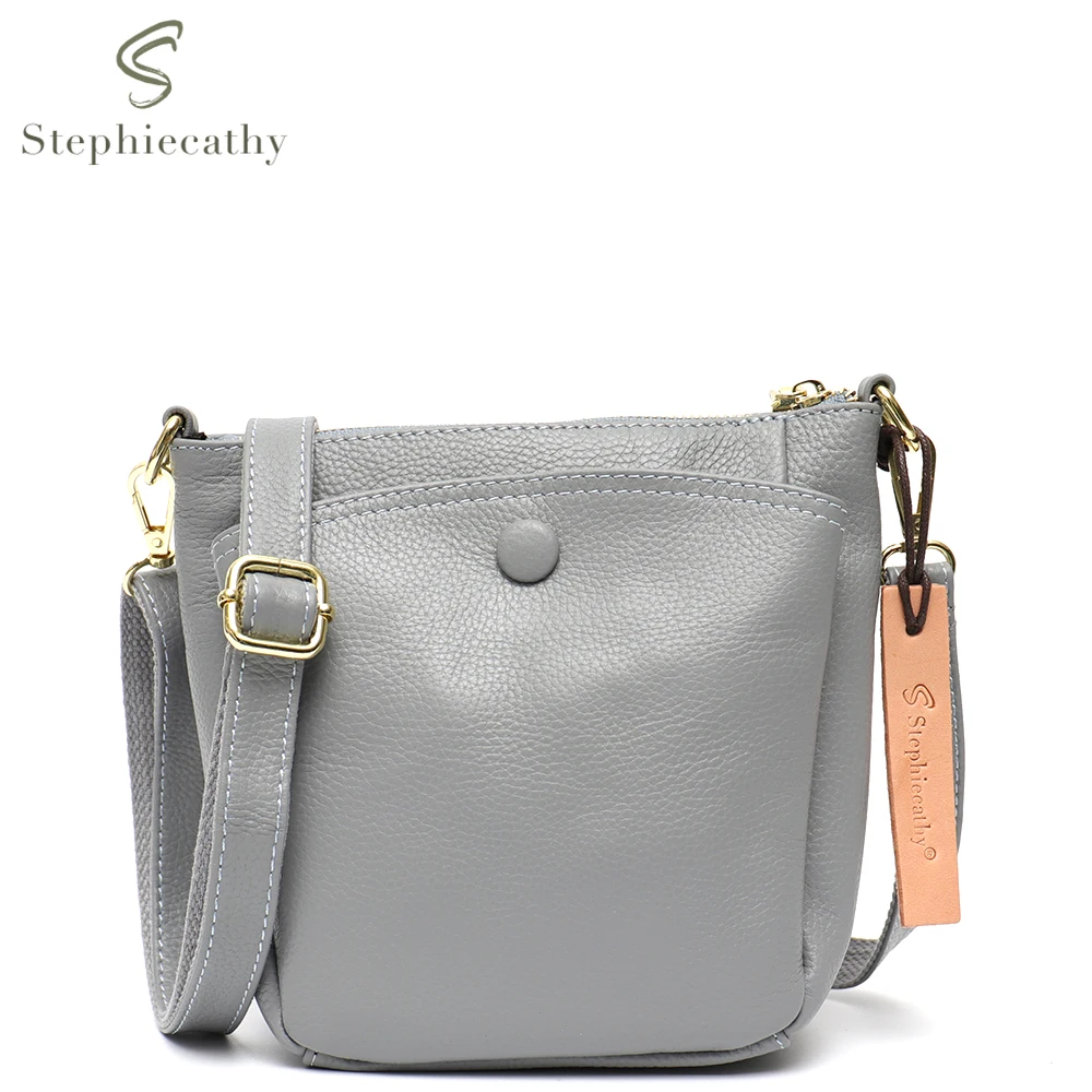 SC Casual Functional Small Crossbody Bags Women Fashion Genuine Leather Shoulder Handbags Multi Pockets Daily All Match Purses