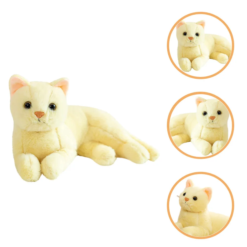 40Cm Realistic Stuffed Kitten Cute Cartoon Style Versatile Use Bed Sofa Shelf Decor Sturdy Craftsmanship for Boys Girls Birthday
