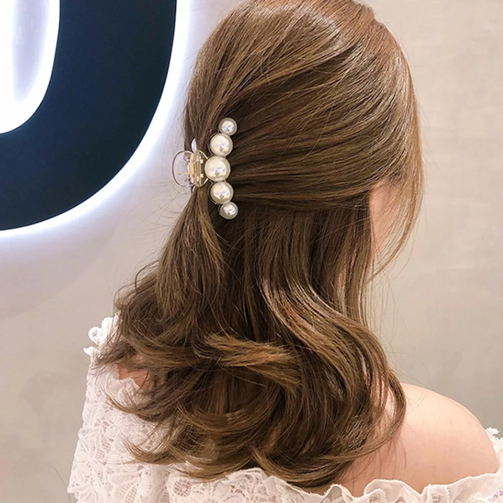 

2pcs Pearl Barrette Creative Hair Clip For Women Durable Hairpin Smooth Design Comfortable Daily Use Party Decoration Hair