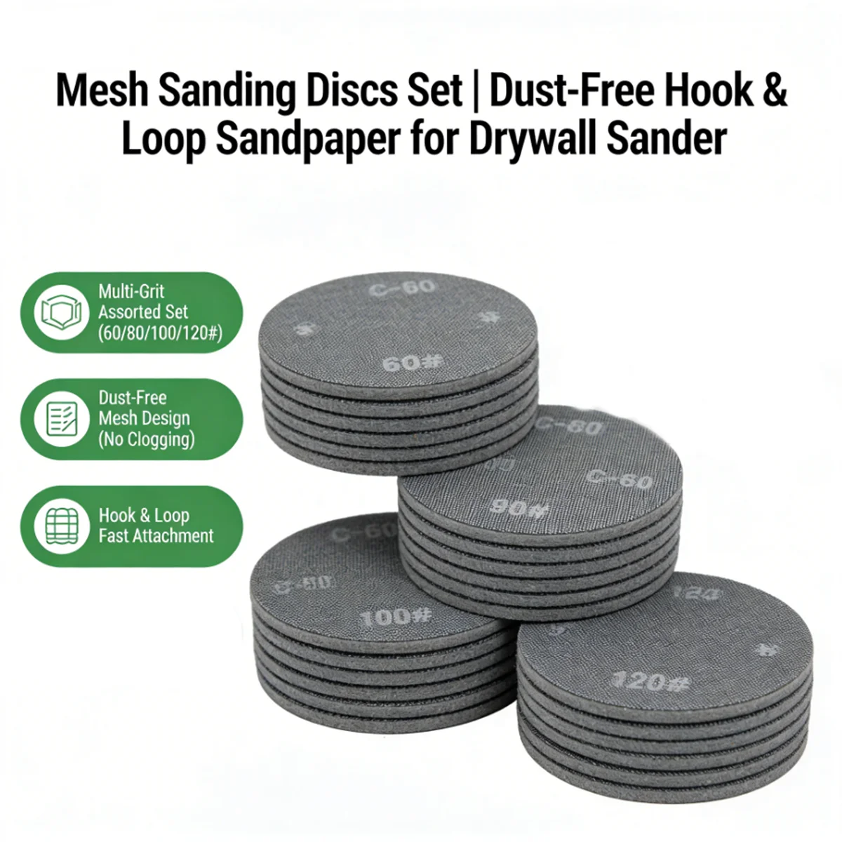 

20Pcs Sanding Disc Diameter 225mm K60 K80 K100 K120 Sanding Disc Set for Wood renovation Ceiling Drywall Sander Long Neck Sander