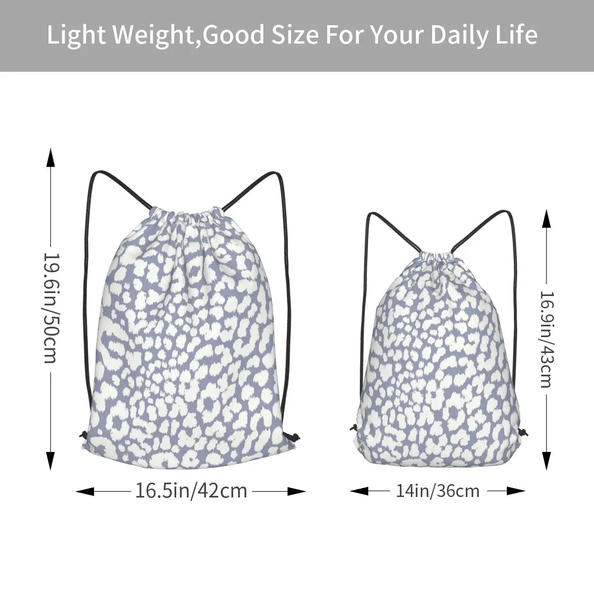 Silver Leopard Backpacks Fashion Drawstring Bags Shoes Bag Book Bags for Travel Students