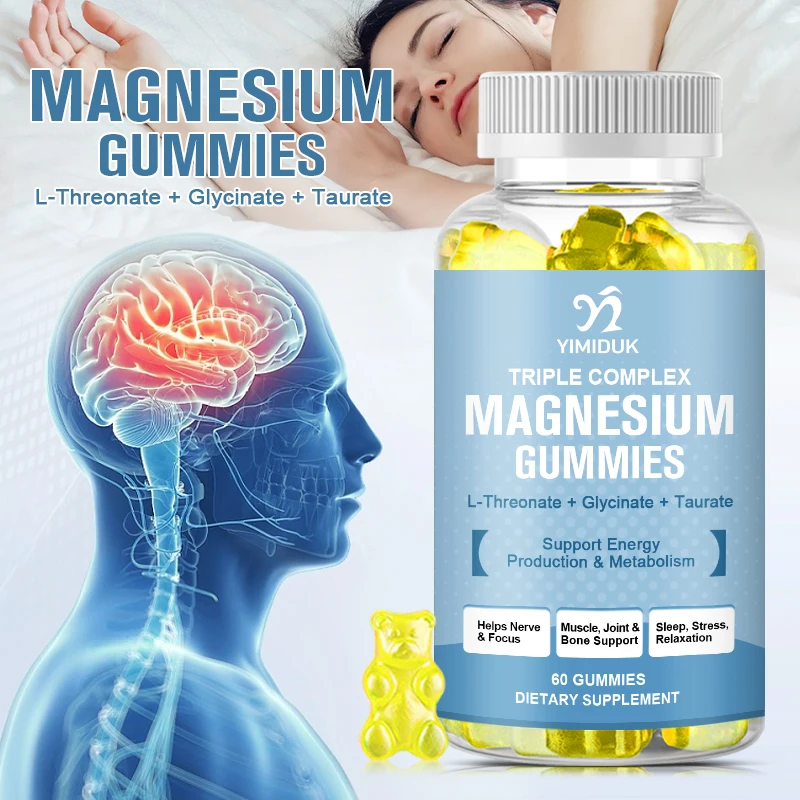 Magnesium Gummies, L-Threonate + Glycinate + Taurate Super Absorbable Magnesium, , Enhances Memory, Focus and Overall Cognition