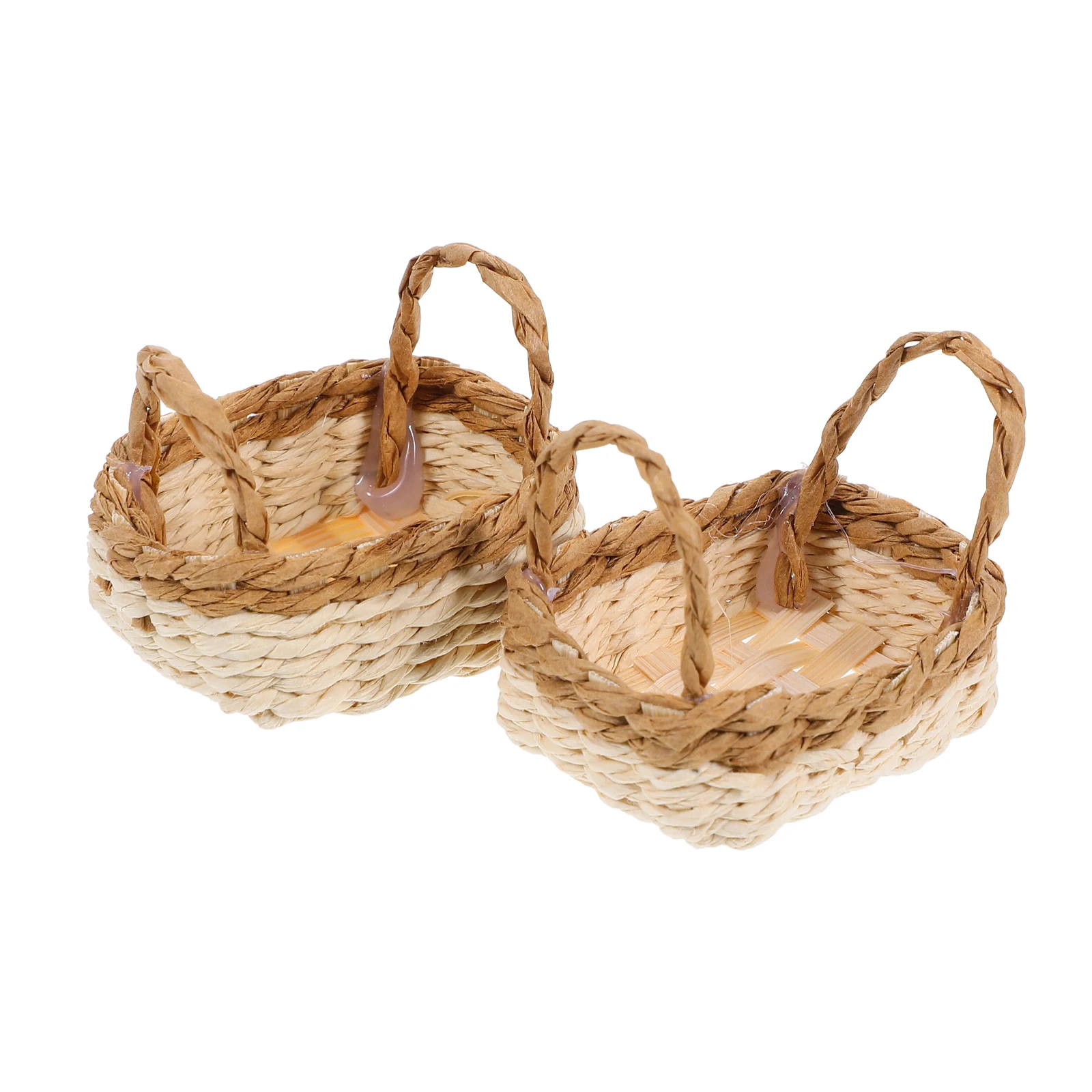 

2pcs Raffia Mini Baskets Small Handwoven Beige Flower Baskets for Decor Storage Photo Props Weddings Gardens Home Balconies