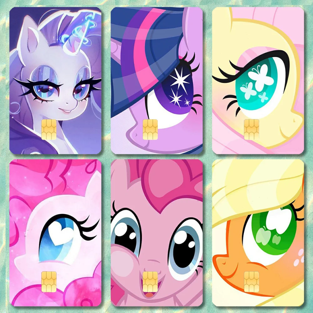 Pegatina de dibujos animados My L-Little P-Pony, tarjeta de crédito de dibujos animados, Visa, tarjeta de carga bancaria de débito, autobús, Metro, pegatina impermeable, decoración