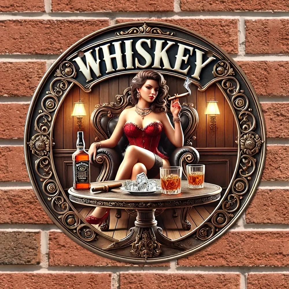 علامة ويسكي متينة من الألومنيوم المعدني العتيق - مثالية لتزيين غرفة المنزل وغرفة المعيشة والمطعم والمقهى والمكتب والنوادي والبار