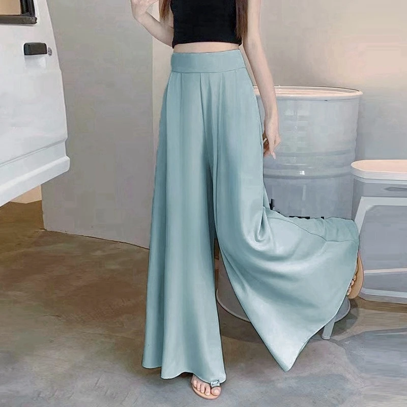 2024 Woman Clothing Trend Large Hem Wide Leg Skirt Pants Casual  Women\'s Pants Elegant Basic High Waisted Office Lady Trousers