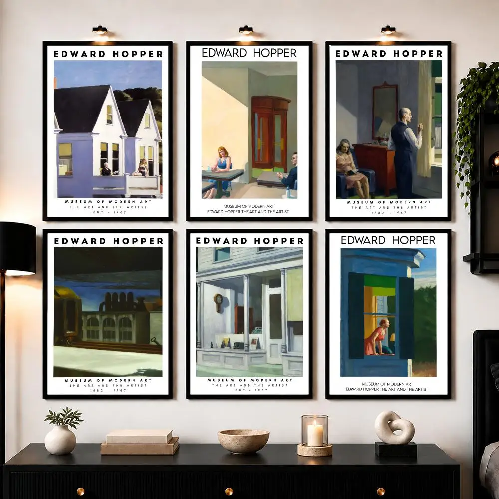 Famous Artist E-Edward H-Hopper Poster Wall Art Print Sticker for Bedroom Living Room Dorm Office Modern Home Decor