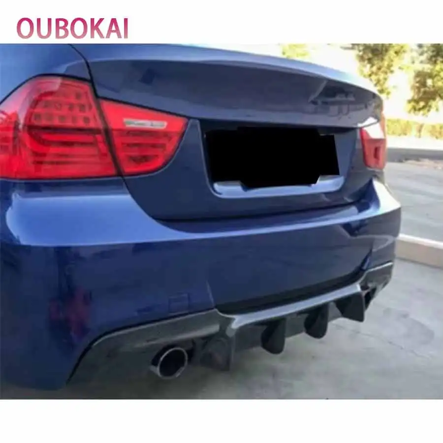 For BMW 3 Series E90 320 330 2005-2011 Carbon Fiber Car Rear Bumper Diffuser Rear Splitters Spoiler Back lip K Style Body Kit - view 6