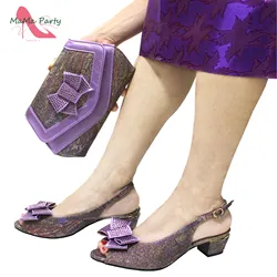 2024 New Design Specials Italian Women Shoes Matching Bag Set in Rainbow Color Comfortable Heels with Appliques for Wedding