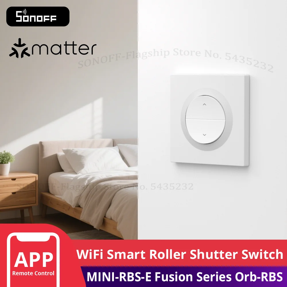 SONOFF MINI-RBS-E Fusion Series Matter Over WiFi Smart Roller Shutter Wall Switch Orb-RBS Works With Google Home Alexa AppleHome