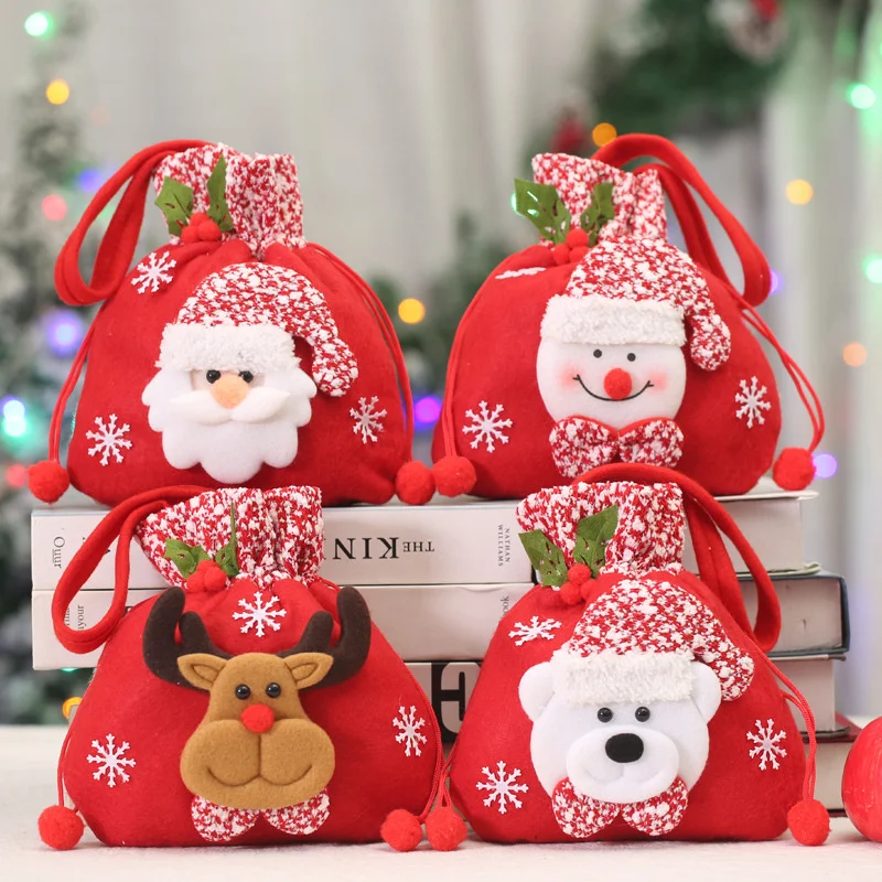 Christmas Stocking Gift Bag Brushed Candy Tote Bag Kids Christmas Eve Apple Bag Christmas Gift Santa Sacks