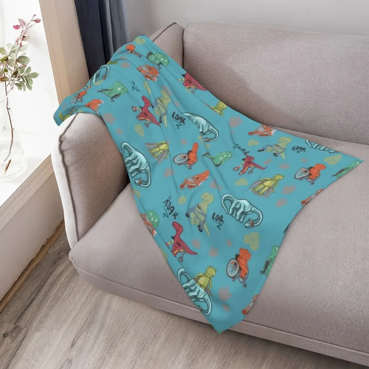 دينوس مع تصميم بطانية جهاز التنقل رمي بطانية منقوشة على أريكة مانغا أشعث بطانيات رمي كبيرة جدًا #3