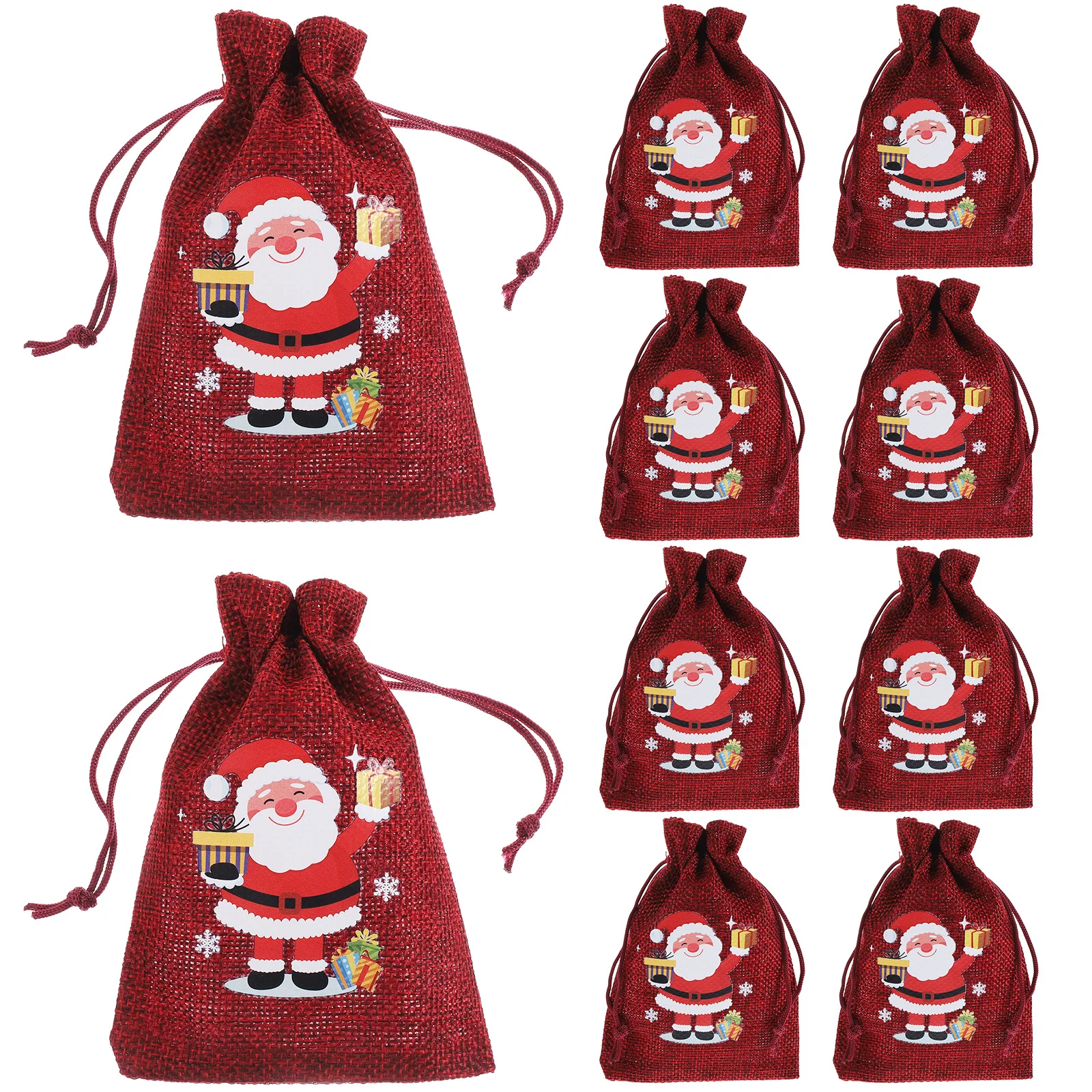 

10Pcs Xmas Drawstring Gift Bags Festive Christmas Treat Bag for Candy Jewelry Small Gifts Packaging Pouch Party Supplies Decor