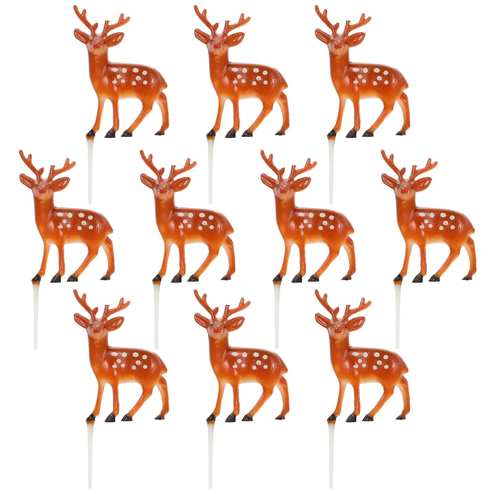 

10pcs Christmas Deer Shape Cake Picks Reusable Cupcake Toppers For Holiday Party Dessert Decorations Glitter Cake Inserts Fruit
