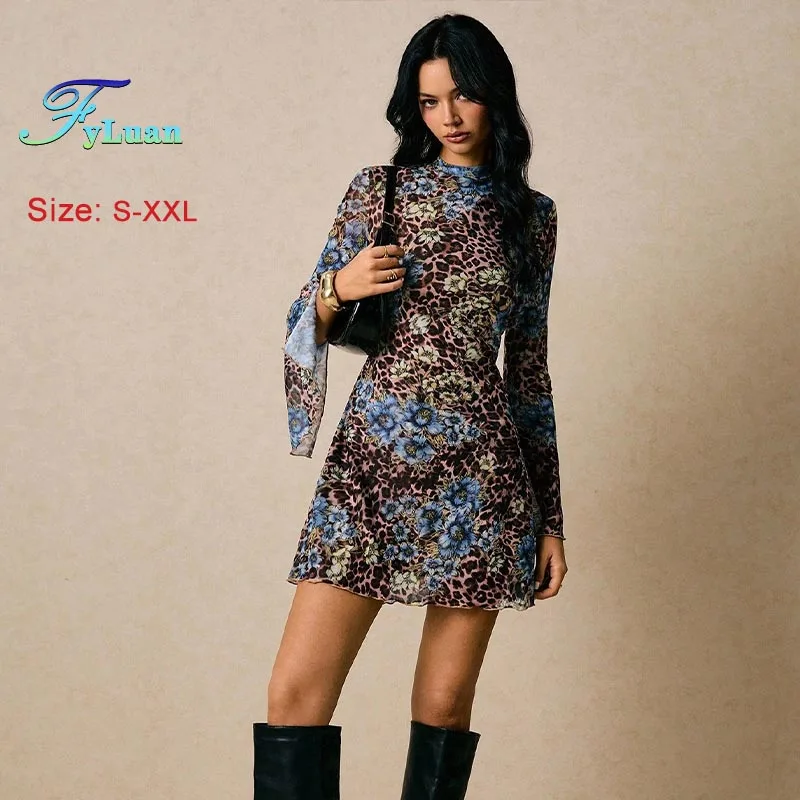 فستان نسائي جديد لعام 2025 برقبة دائرية وأكمام مضيئة فستان متوسط التخسيس نمط عصري للسيدات فستان على شكل حرف a ملابس للحفلات #4