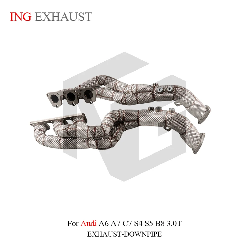 ING Exhaust Performance Accessories Manifold Header for Audi A6 A7 C7 S4 S5 B8 3.0T Car Refit Direct Converter Tube Pipe System