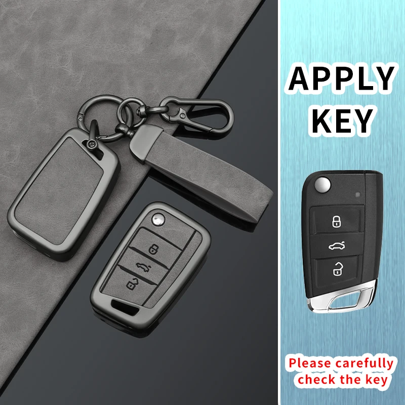 Suitable For Volkswagen VW Polo Golf 7 Passat Tiguan MK2 Beetle Ateca Caddy T5 Metal Leather Key Case Car Key Accessories Gadget view 5