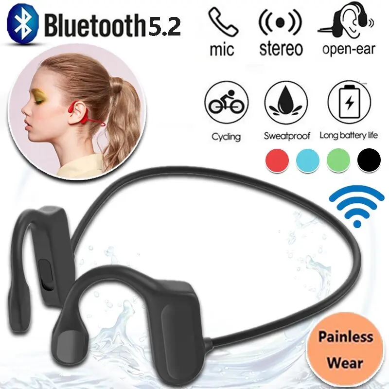 

Universal Painless Ear-hook Business Wireless Bluetooth 5.2 Headphones Concept Bone Conduction Noise Reduction Hifi Stereo HD