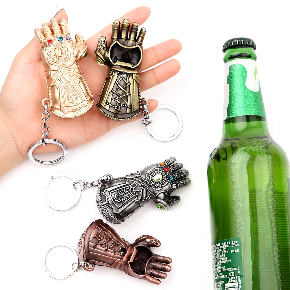 Marvel The Avengers Thanos Infinity Gauntlet Bottle Opener Keychain Toys for Kids Corkscrew Tools Portable Bar Gadgets