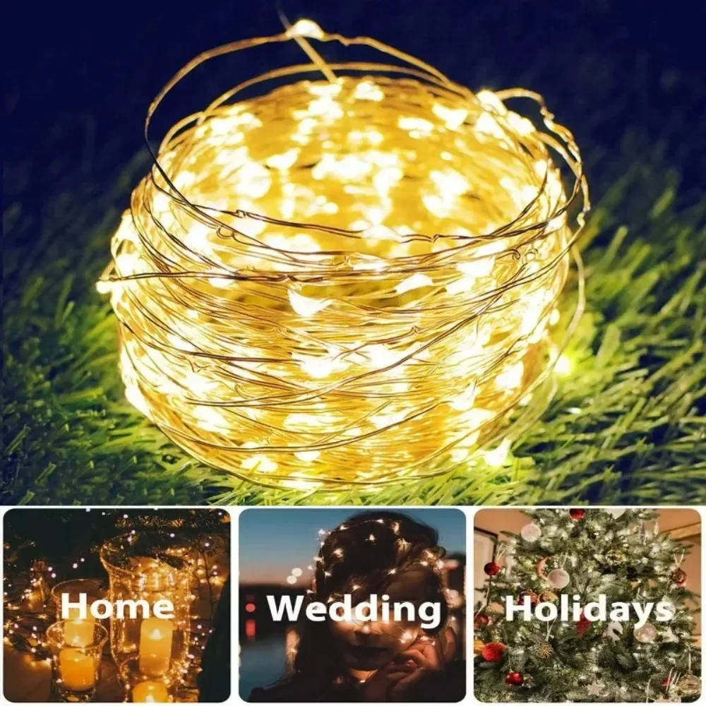 Guirxiété Lumineuse Solaire Imperméable à 50, 100 ou 200/300 LED, Luminaire Décoratif d'Extérieur, Idéal pour Noël, le Nouvel An, un Sentier ou une Cour