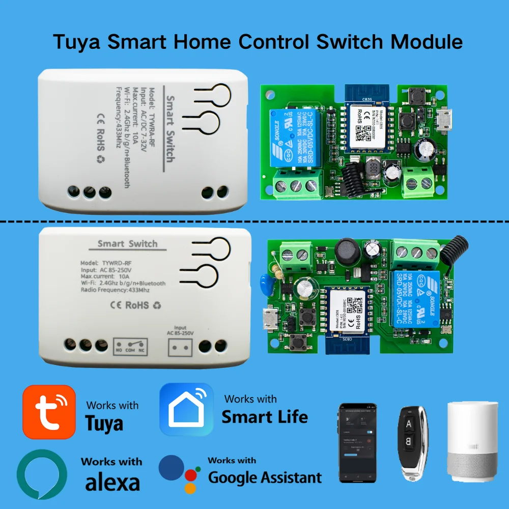 

Tuya WiFi Garage Door Opener Smart App Remote And Voice Control Gate Door Switch module Works with Alexa Google Home