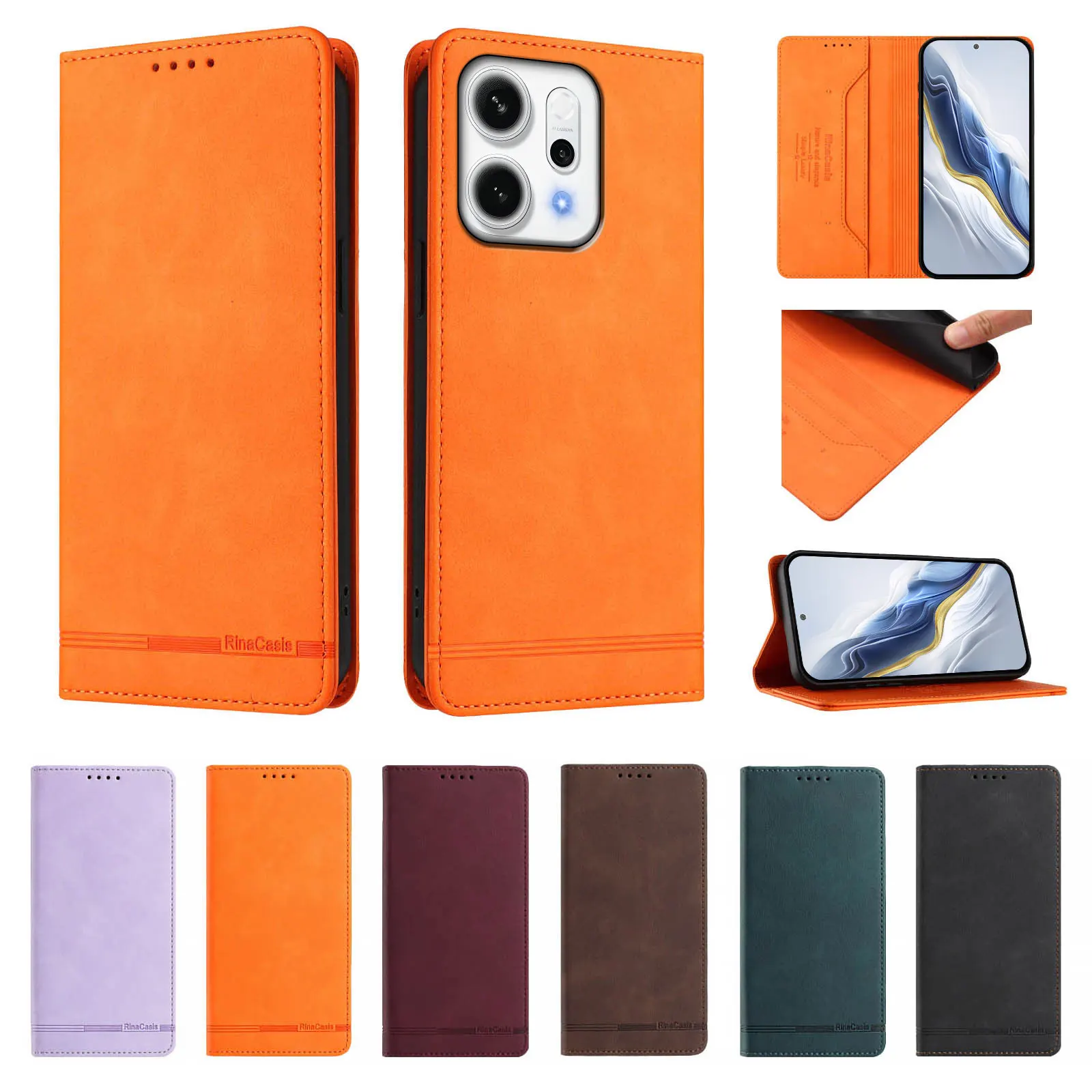 

Роскошный кожаный флип-чехол для телефона Coque Oppo Reno 14 13 12 11 10 Pro 14F 13F 13FS 13A 12F 12FS 11F Магнитный чехол-бумажник Fundas