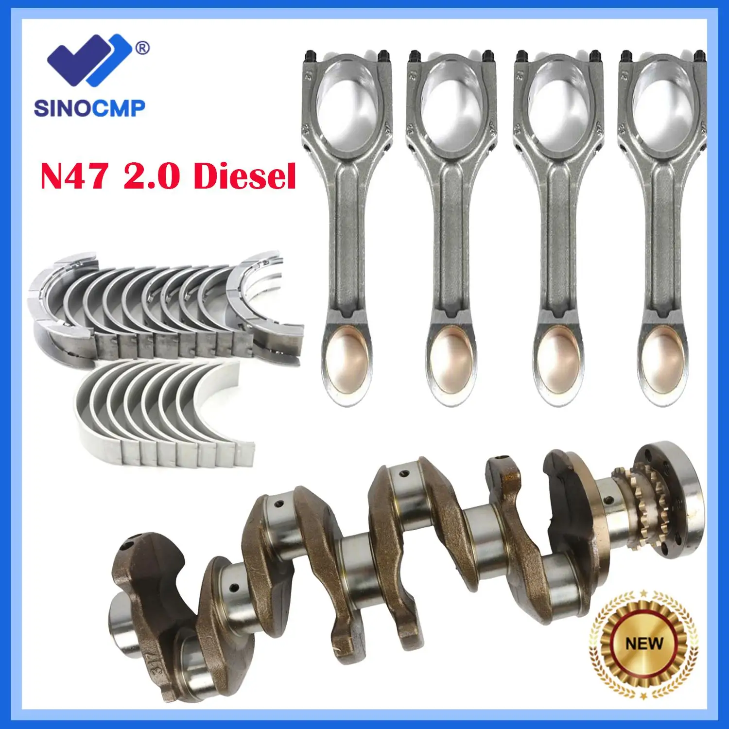 

1 комплект коленчатого вала, шатуна и подшипника N47 для BMW X1 X3 X5 и 1 3 5 серии D20 2.0 11217803479 11248473777 11247812640