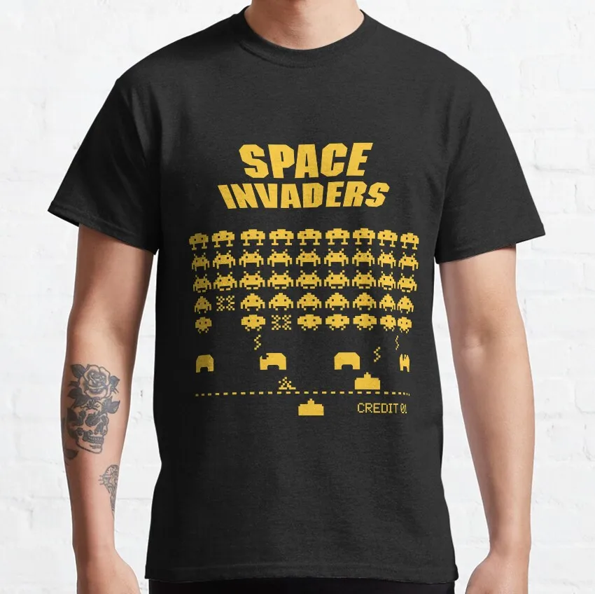 Space Invaders  Arcade Gift T-shirt for gamer Vintage 8-Bits Aliens Game Graphic Clothes US Size Tee S-6XL