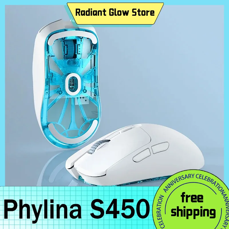 

Phylina S450 Wireless Gaming Mouse Ultra Lightweight 56g Programmable Paw3395 26000dpi 2.4g Usb-c Wired Rechargeable 6 Buttons