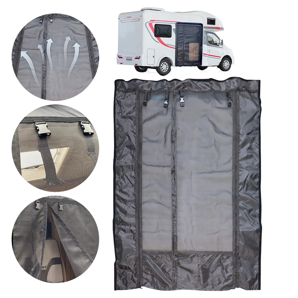 Magnetic Caravan Door Curtain Breathable Insect Mosquito Screen RV Mosquito-proof Door Curtain for Camper Sliding Door Back