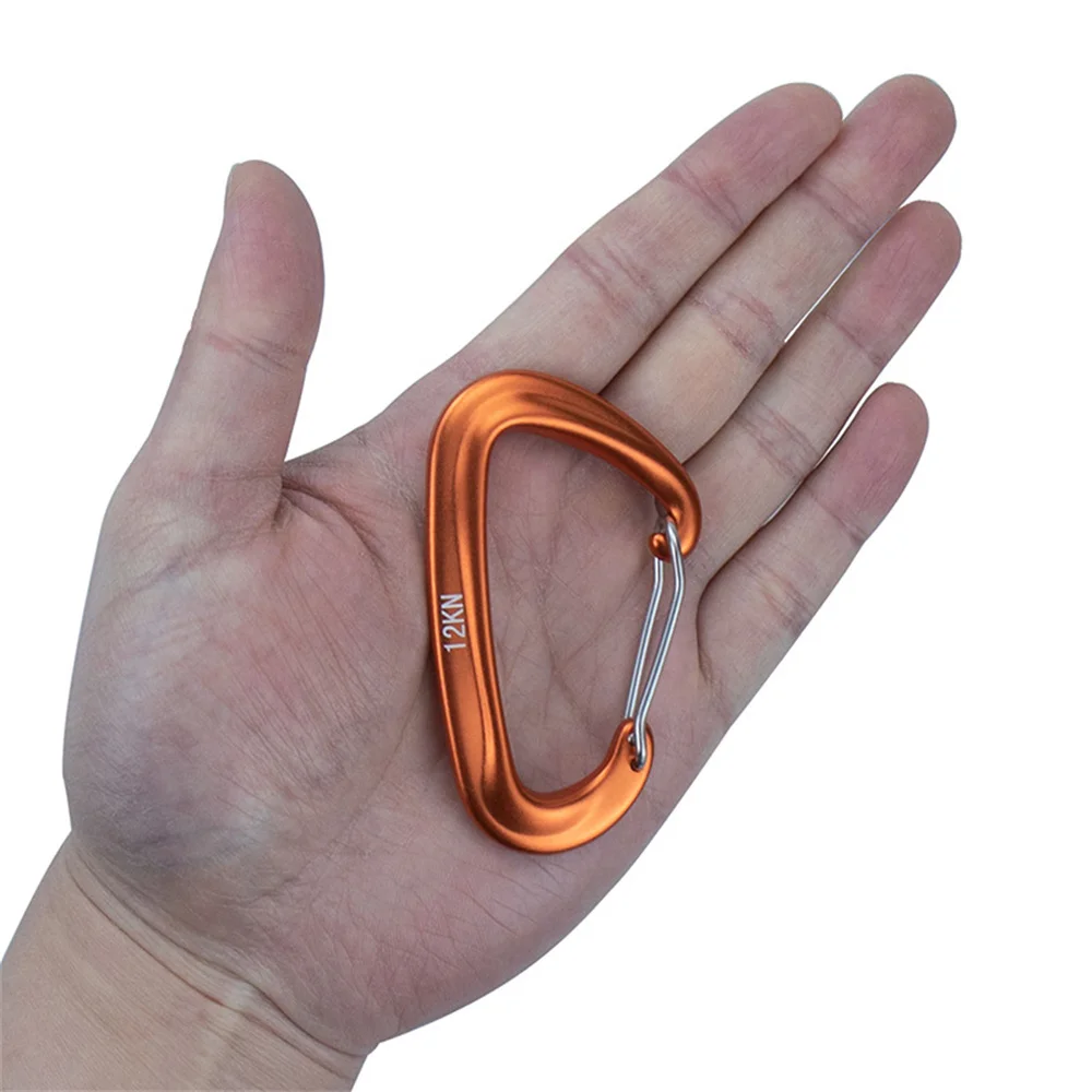 1pc 12KN Professional Climbing Carabiner D Shape Aluminum Safety Lock Outdoor Climbing Ascend Mountaineering Equipment