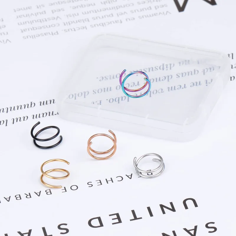 2-teiliges Set aus Edelstahl-Doppelhelix-Nasenring für Frauen, kreatives Nasenpiercing, Tragus-Knorpel-Ohrpiercing, Unisex-Geschenk – Detail 9