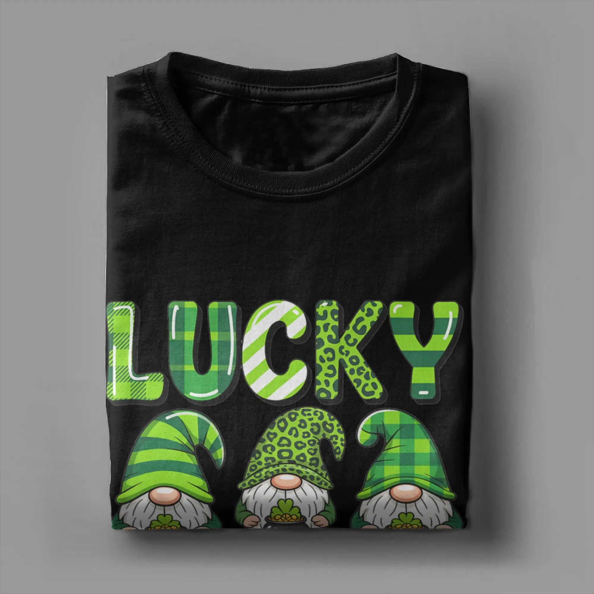 St Patricks Day Lucky Shamrock Leopard Gnomes Irish Women T Shirt Summer   T-Shirts Adult 100% Cotton O-Neck 4XL 5XL 6XL Top