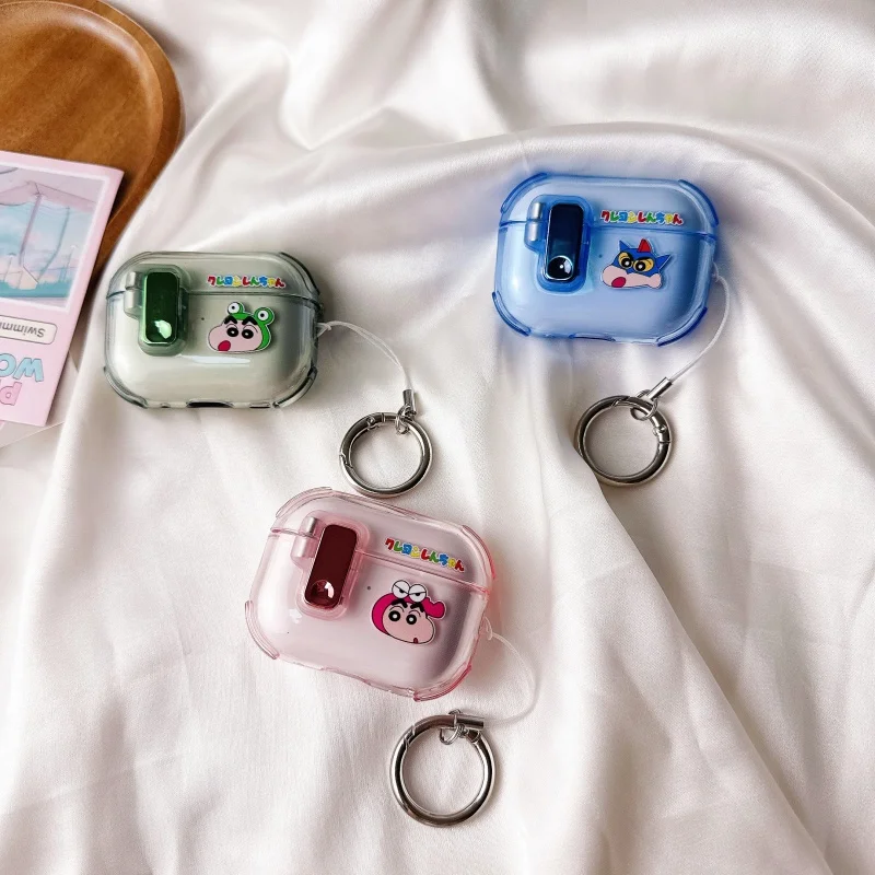 ترتد تلوين شين تشان حقيبة سماعة الاذن قلادة ل AirPods برو 2nd الجيل 4 1 2 3 غطاء لطيف شينشان واقية سماعة
