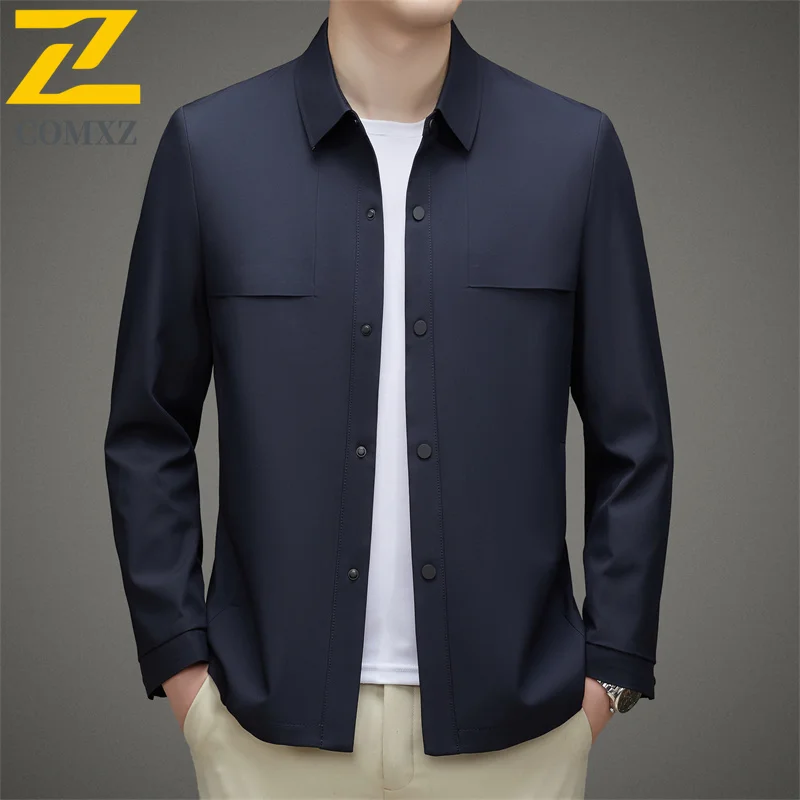 

Spring Autumn Man Jacket 2025 Business Leisure Collar Outdoor Office Jacket Advanced Comfort Lightweight Versatile Mens Clothing