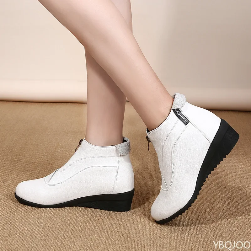 Winter Boots Women 2022 Women Snow Boots Wedge Heels Winter Shoes Women Warm Fur Casual Shoes Zip Women's Shoes Botas Mujer