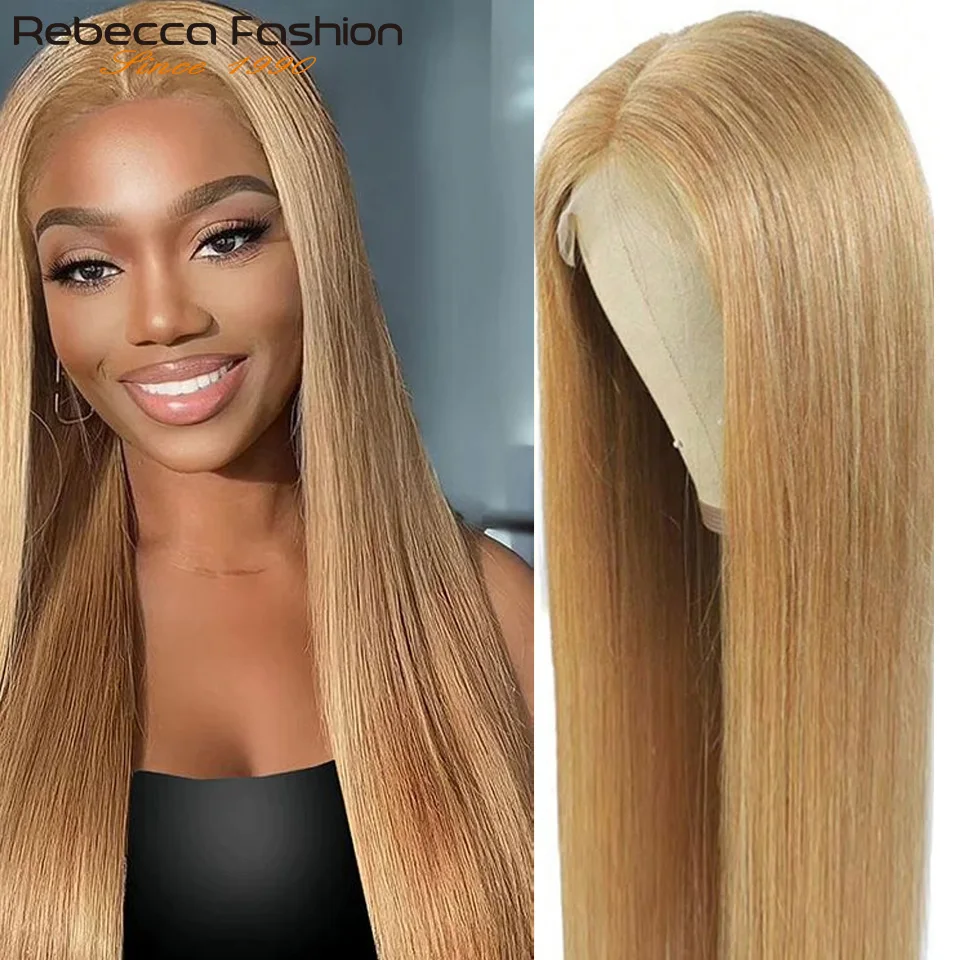 

Rebecca Honey Blonde Bone Straight Lace Front Wigs 13x6x1 Lace Part Human Hair Wig Transparent Lace Highlight Colored Remy Hair