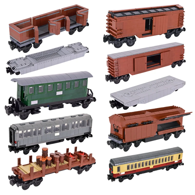 

MOC City Idea Train Rheingold Passenger Freight train Transport Vehicle Carriage Building Block Bricks Kids DIY Technical Toys