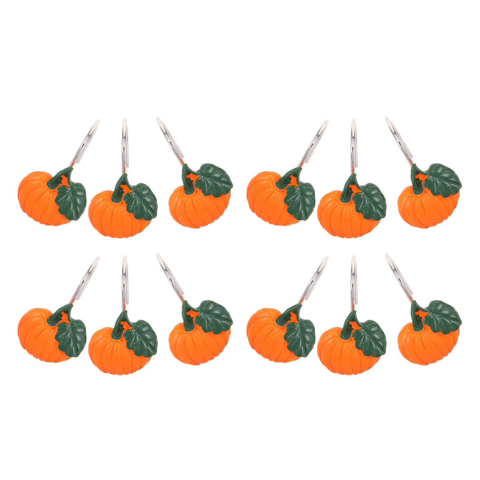 

12Pcs Pumpkin Decorative Shower Curtain Hooks Resin Gliding Bathroom Rings Fall Halloween Shower Curtain Hangers