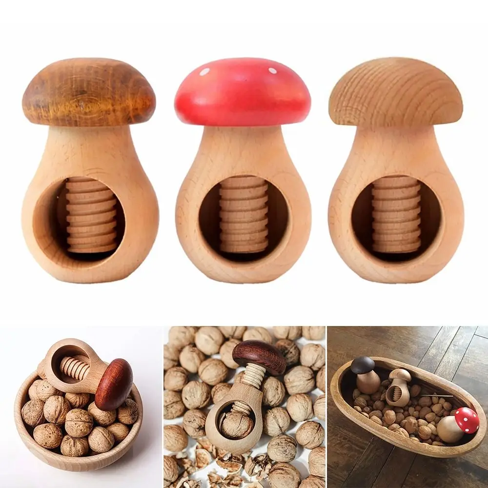 Creative Wooden Nutcracker Easy Cracking Multifunctional Walnut Opener Mushroom Shaped Pecans Clip