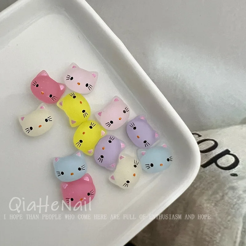 20pcs Mini Cute Matte Sanrio Colorful Hello Kitty Head Cartoon Nail Charms Resin DIY Nail Decoration Nail Art Jewelry