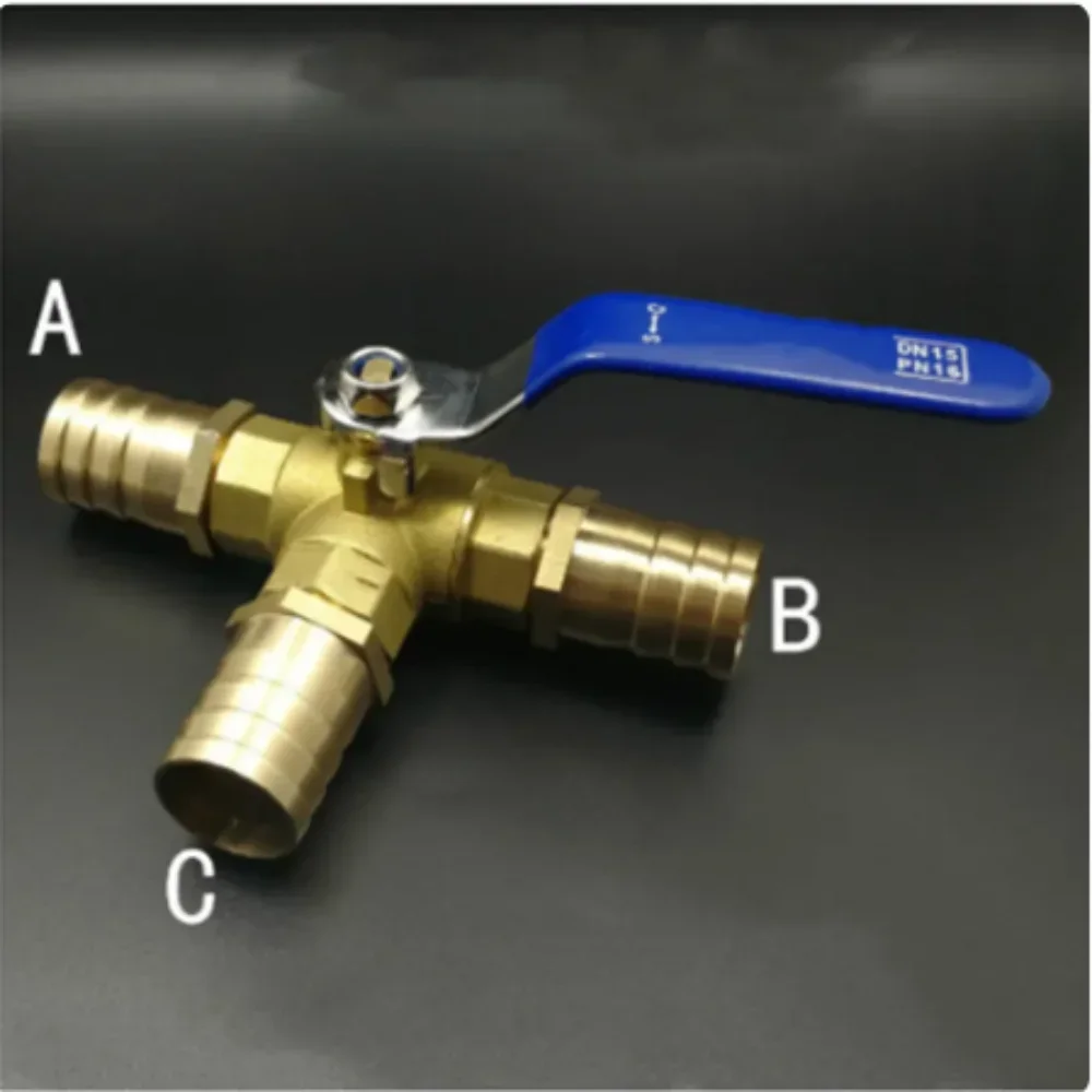 

Трехходовой Т-образный латунный шаровой клапан для шланга, 16 мм, для воды, масла, воздуха