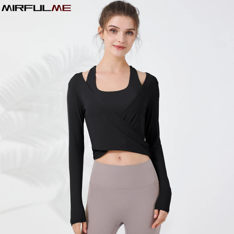 Women Yoga Shirts Long Sleeve T-shirt Thin Mesh Breathable Running Sport Sweatshirts V-Neck Gym Fitness Tops Blouse Smock Female