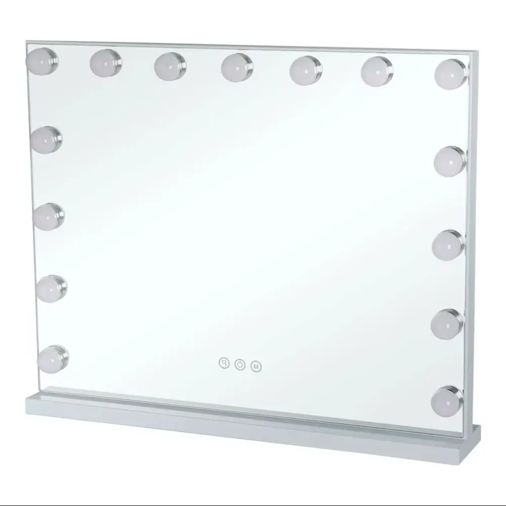 White Frameless Hollywood LED Lighted Cosmetic Mirror