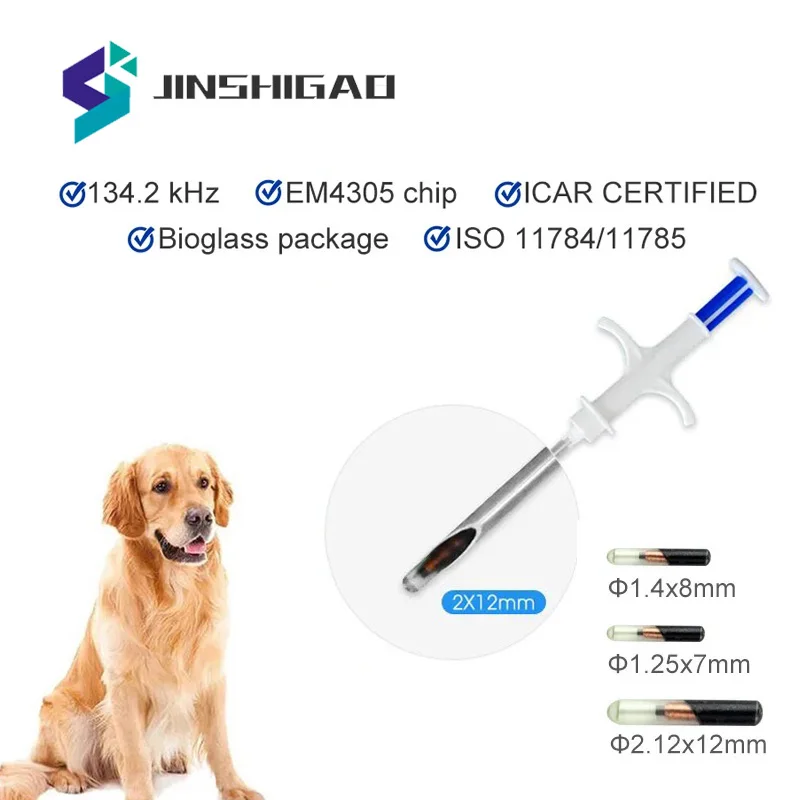 10pcs 134.2KHz Pet Glass Tag Animal Injectable Microchip Syringe FDX B ISO11784/85 ICAR Animal Syringe for Cat Dog