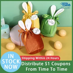 1pc Velvet Easter Bags Cute Bunny Gift Packing Bags Dropshipping Rabbit Chocolate Candy Wedding Birthday Party Decoration 2026
