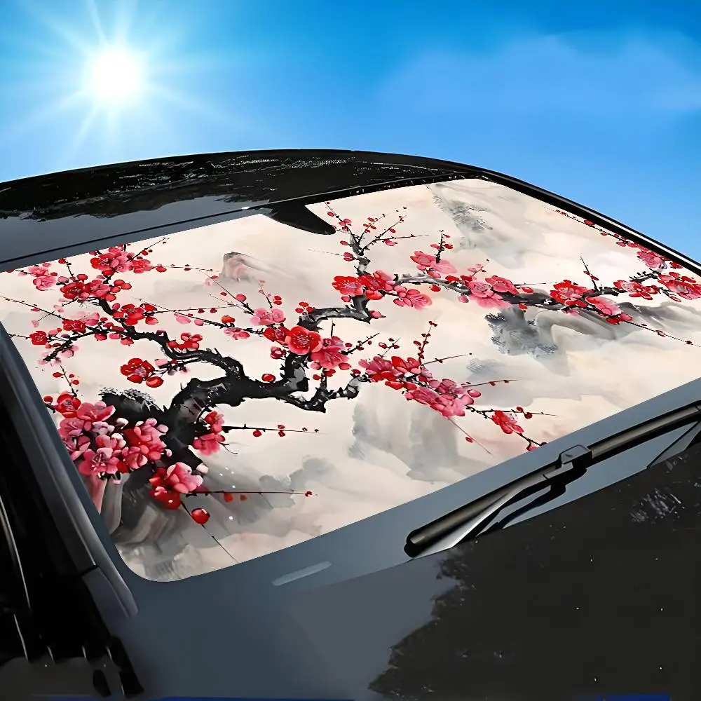 الصينية زهرة البرقوق مظلة السيارات الستائر غطاء الزجاج الأمامي نافذة السيارة الشمس الظل السيارات قناع اكسسوارات السيارات #2